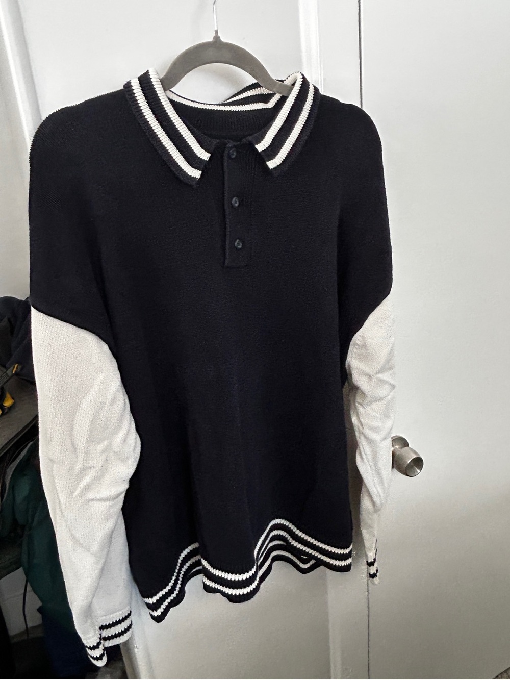 Navy and Cream Oversized Rugby Shirt